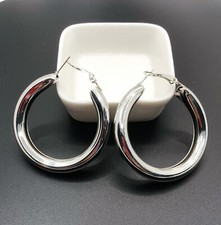 4.5CM Women Party Large Gold  Silver Chunky Big Very Thick Gold Hoop Earrings