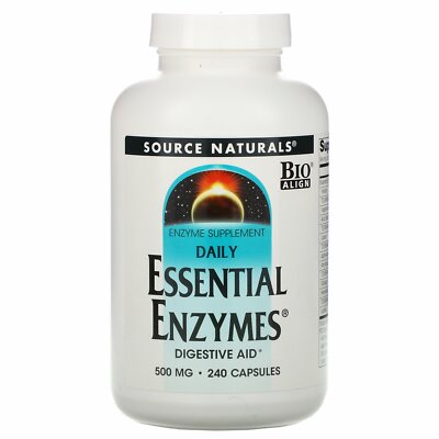 Source Naturals, tägliche essentielle Enzyme, 500 mg, 240 Kapseln (Versand am selben Tag