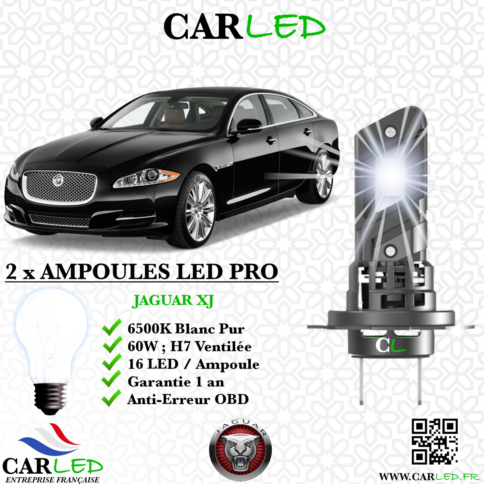 Kit ampoule LED Jaguar XJ en aluminium aviation et refroidissement optimal