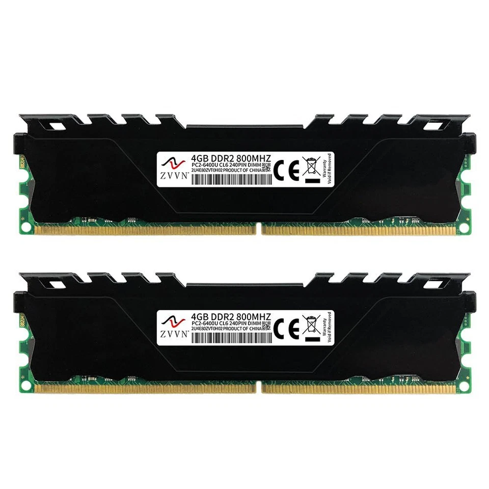 8GB 2x 4G 800MHz DDR2 PC2-6400 240Pin DIMM Desktop Memory F2-6400CL6D-8GBMQ ZVVN - Image 2 of 4