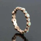 2Ct Round Lab-Created Fire Opal Eternity Wedding Band Ring 14K Rose Gold Plated