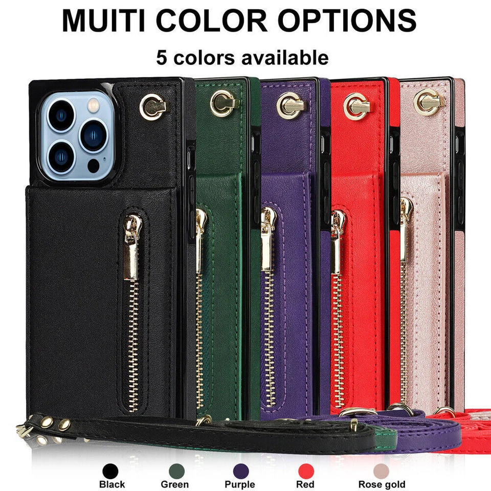 Leather Zipper Card Pocket Phone Case For iPhone 15 14 13 12 11 Pro Max X XR 8 7 - Image 2 of 4