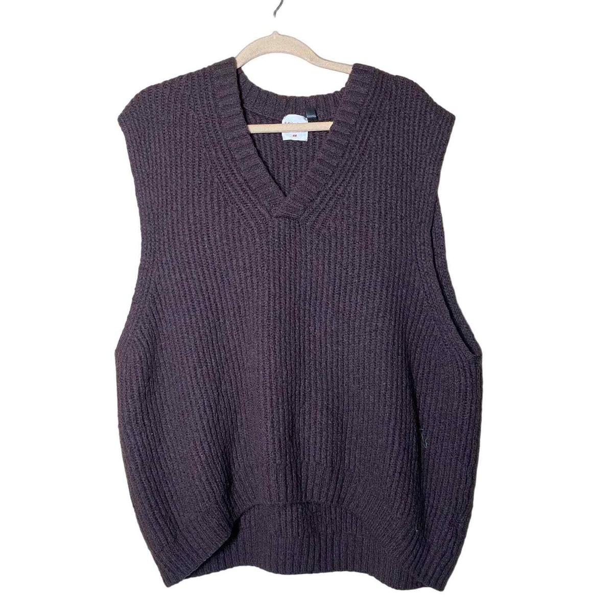 H&M x John Boyega knit wool-blend sweater vest brown sz