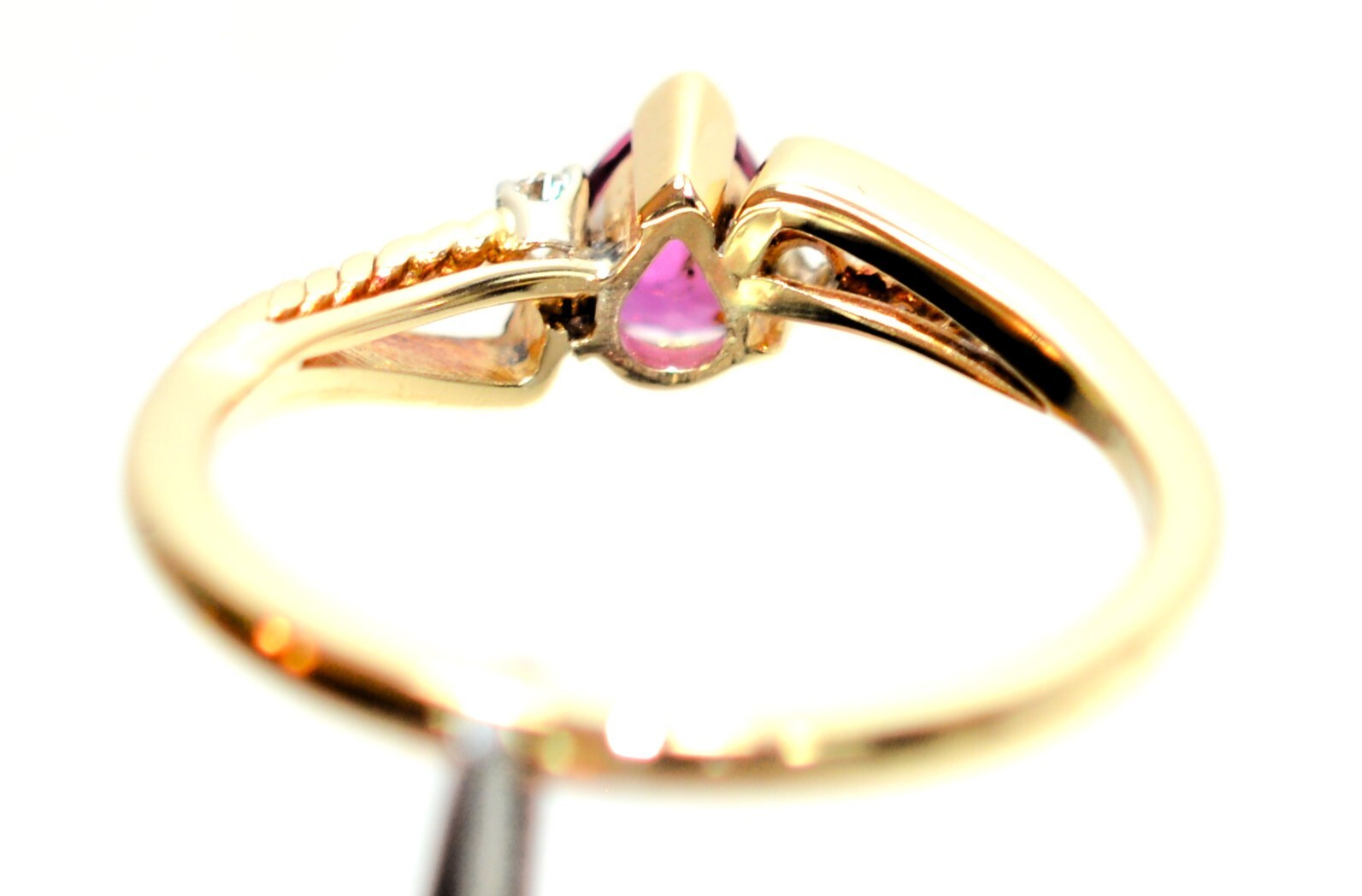 Natural Ruby & Diamond Ring 14K Solid Gold .46tcw… - image 7