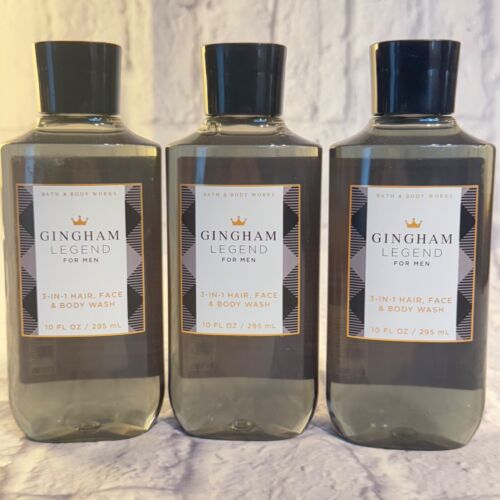 3 Gingham Legend Men's Collection 3 In 1 Wash Bath & Body Works 10 oz