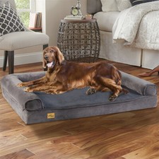 Orthopedic Suede Sofa Dog Bed Comfy Couch Pet Bed Quilted Bolstered Washable Mat