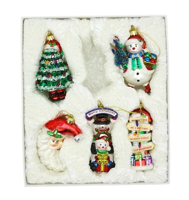 Kurt Adler Noble Gems Glass Traditional Christmas Ornament Set of 5 G1533