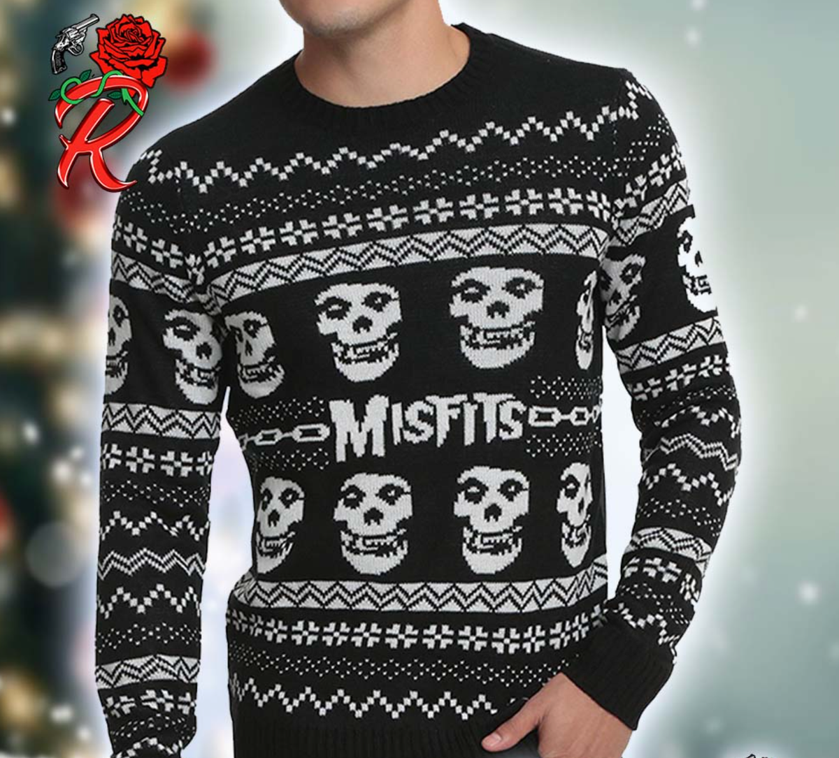 Misfits Band Crimson Ghost All Over Print Ugly Sweater, Gift For