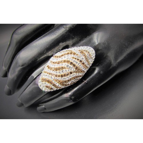 Vintage Jacmel Mauritius Sterling Zebra Ring Sterling JCM Smokey Quartz Pave - Picture 4 of 8