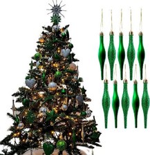 10 Droplet Baubles, Christmas Tree Glitter & Matte Icicle Bauble Decorations