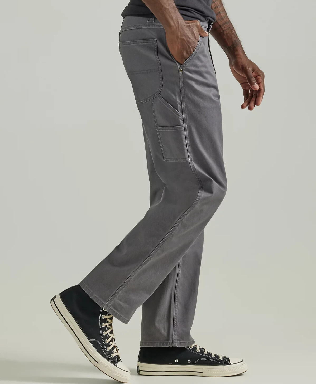Lee Men's Legendary Workwear Loose Fit Grey Flex Denim Straight Carpenter Jeans