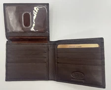 100% Genuine Leather - Men's Bifold Brown Matte RFID Safe Wallet - NEW!