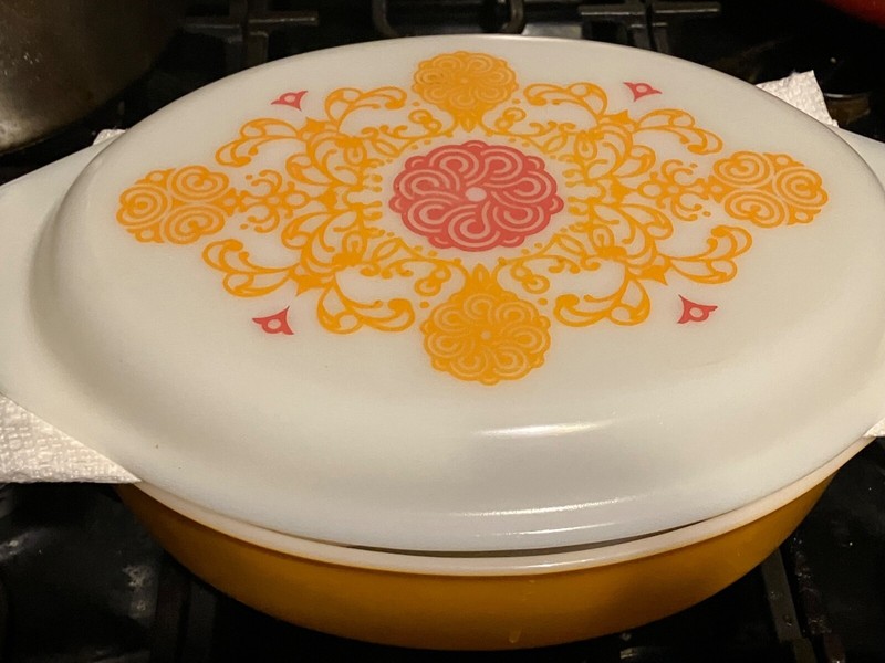 Vintage PYREX 1970S'S SEVILLE2 1/2 QT #045 Orange Oval Casserole Dish W/LID