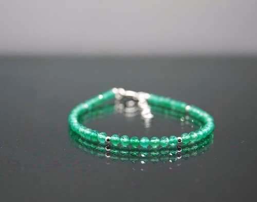 A++ Natural Green Onyx Faceted Round Gemstone Gold Filled Beaded Bracelets 6-8'' - Picture 8 of 15