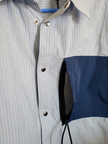 Coach Mens Essential Dress Shirt Blue Stripes Nylon Snaps - Picture 4 of 7