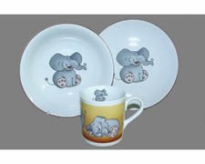 "Elephant" Kids Dinnerware Plates and Mug Kit