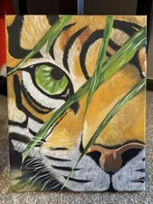 hand painted tiger painting