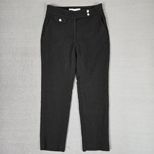 Veronica Beard Renzo Crest Button Pants Womens 8 Black Slim Leg Office Career