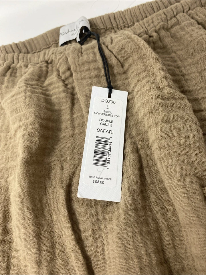 Michael Stars Double Gauze Convertible Top . Color Safari, Brown. Large. NWT - Image 4 of 4