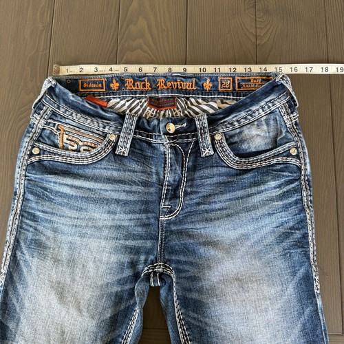 Rock Revival Jeans Women 28x28 Blue Skinny Ankle Embellished Stretch Denim READ - Picture 10 of 18