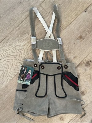 Isar - Trachten Children's Lederhosen German grey Leather Size 104 (4) NWT