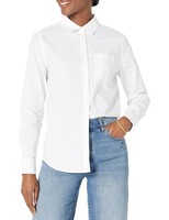 Amazon Essentials Damen Regular-Fit Langarmhemd Weiß XS Button-Down Popeline