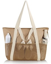 Beach Bag Large Waterproof Sandproof Foldable Tote Medium, Khaki