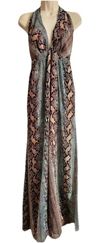 Marciano Snakeskin Wide Leg Jumpsuit Animal Print Halter Backless Sleeveless Sz0
