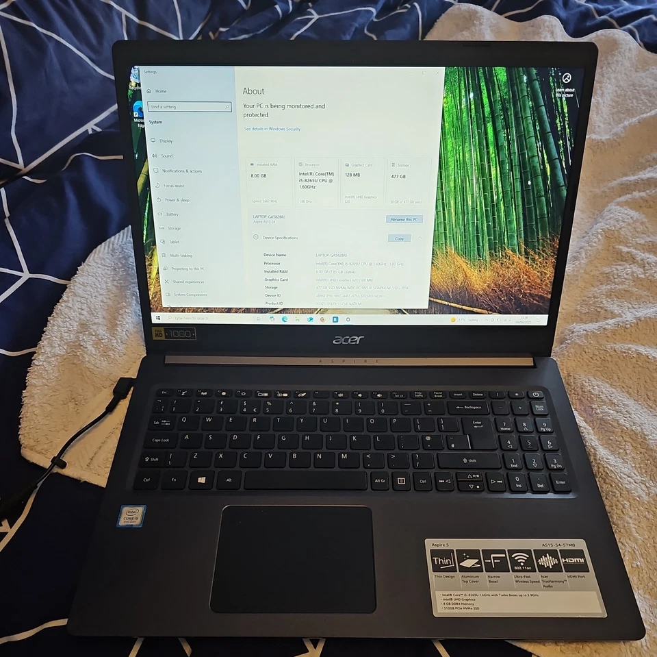 Acer Aspire A515 intel core i5-8265U 1.6ghz 8gb 512GB SSD, 128mb Graphics card - Image 3 of 4