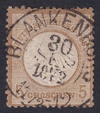 GERMANY 1872 Small Shield 5g Bistre SG 7 Used (CV £150)