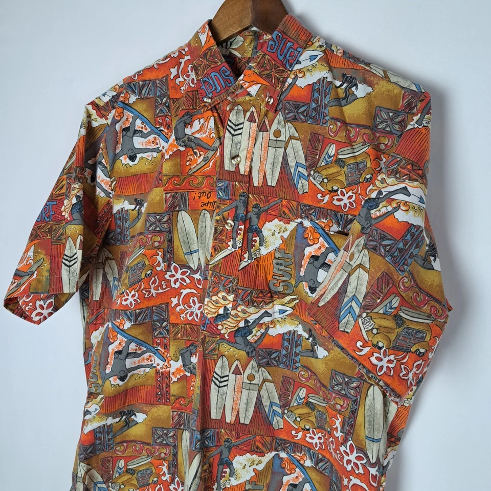 Vintage Island Traditions of Hawaii Polo Shirt Mens Medium Button Down S/S Surf - Image 4 of 4