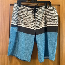 Salt Life Men  s SLX-QD Blue/Gray/Navy Swim Trunks Boardshorts NWT Size 34