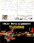 Vintage Groovy Tijuana Postcard Night Street Neon Signs Souvenir Unposted Used