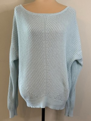 Hem & Thread sweater pastel sky blue knit pull over SZ LG