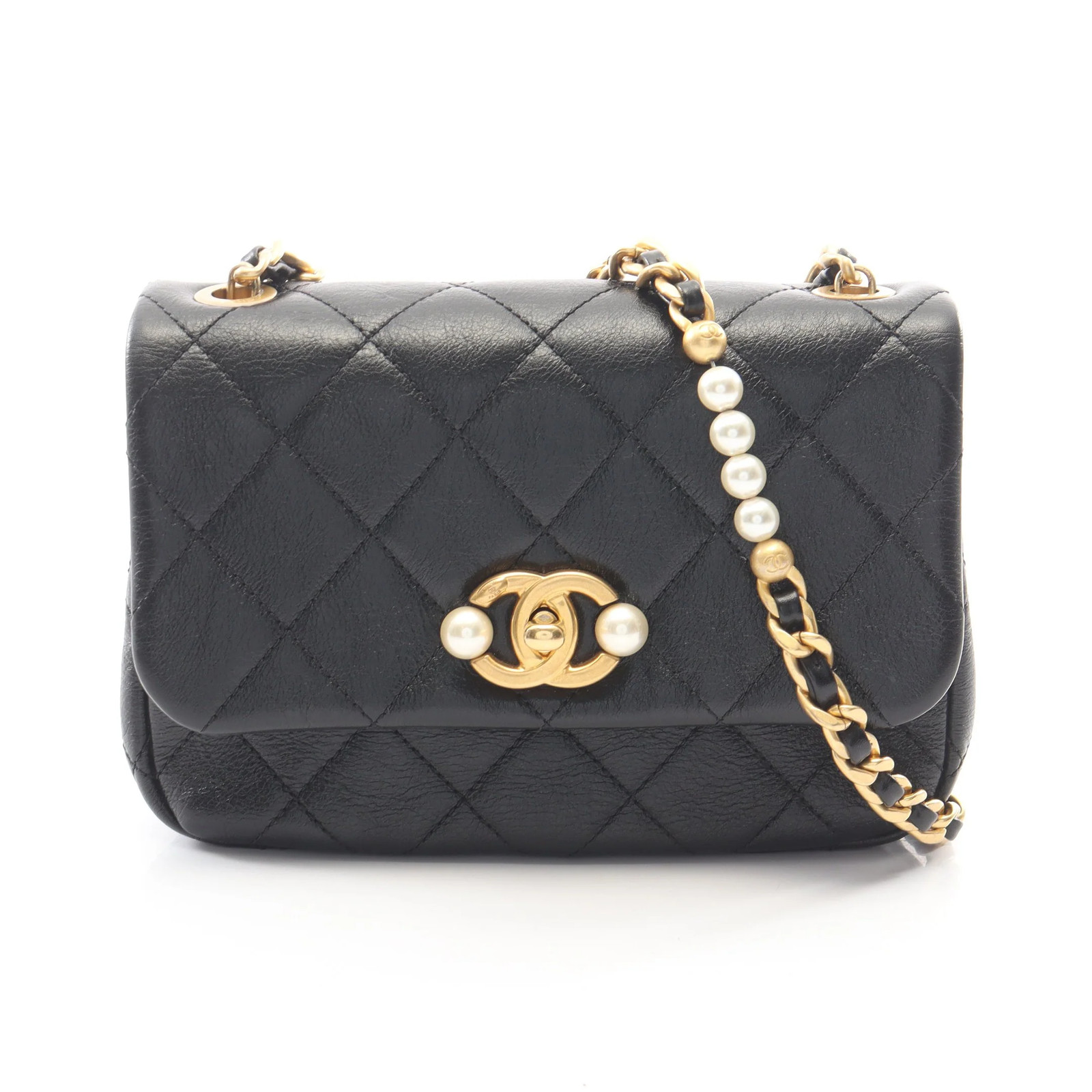 Chanel Matelasse Shoulder Bag Black Leather #RCB14042