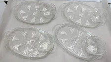 1950s Serva Snack 8 Piece Set Vintage Clear Pattern by Anchor Hocking Plates Cup