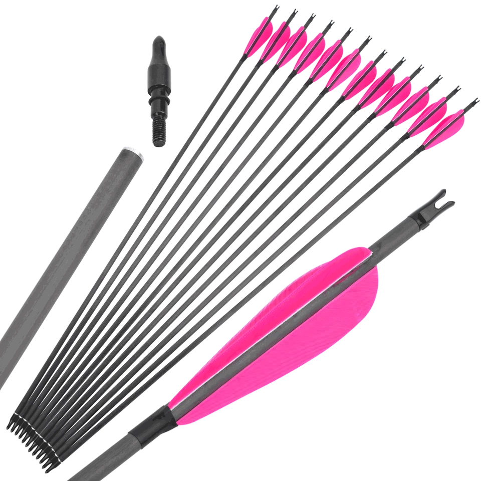 30" Pure Carbon Arrow Feather Spine 600 Archery Compound Bow Recurve Bow Hunting - Image 2 of 4