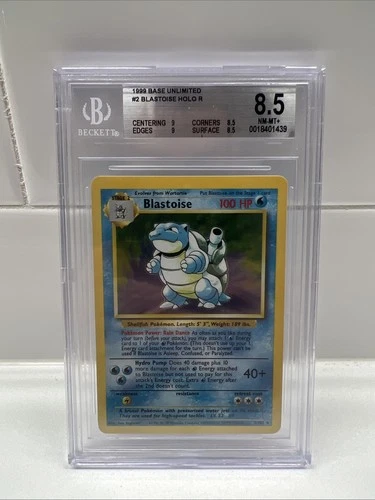BGS 8.5 (with subs) Pokémon Blastoise Base 2/102 Holo Unlimited Rare NM-MT