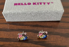 Sanrio Hello Kitty 925 Sterling Silver Multicolor CZ Stud Earrings