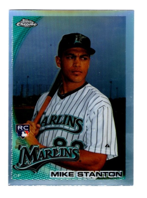 GIANCARLO  STANTON(MIKE ON CARD) 2010 TOPPS CHROME REFRACTOR #190 ROOKIE