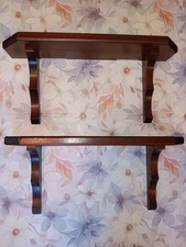2 Matching Wooden Wall Shelves 16"L x 4"D x 7.5" T Dark Brown Display Wood Shelf