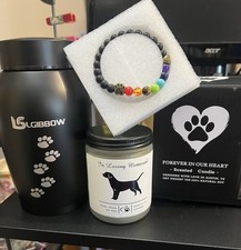 Dog Urn For Ashes Also Memorial Candle With Bracelet