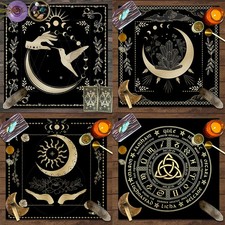 1pc Tarot card tablecloth, moon phase flowers, pagan card game decoration, altar