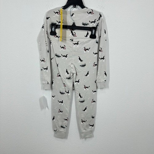 Petit Lem Holiday Light Grey Husky Dog Winter Holiday 2 Piece Pajama Set NWT - Picture 2 of 9