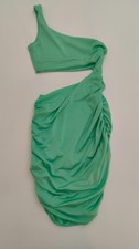 SHEIN Womens XS Green One Shoulder Ruched Bodycon Dress Stretch