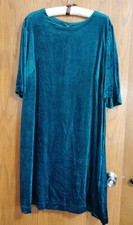 J Jill Dress Sz 2X Velour Teal Green Shift Short Sleeve