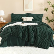 Full Size Comforter Set with Sheets Dark Emerald Green - 7 Pieces Bed in a Ba...
