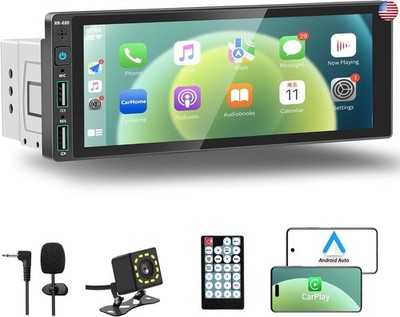 REAKOSOUND 6.9'' Single Din Car Stereo with Apple CarPlay & Android Auto,