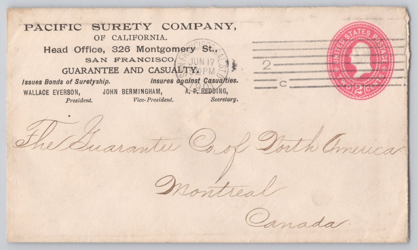 San Francisco, California Pacific Surety Co., 326 Montgomery St., 2c Indicia