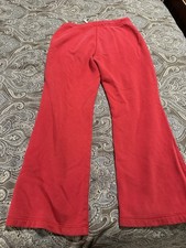 Lands End Womens Red Sweatpants Joggers Size 10-12 Relaxed Fit